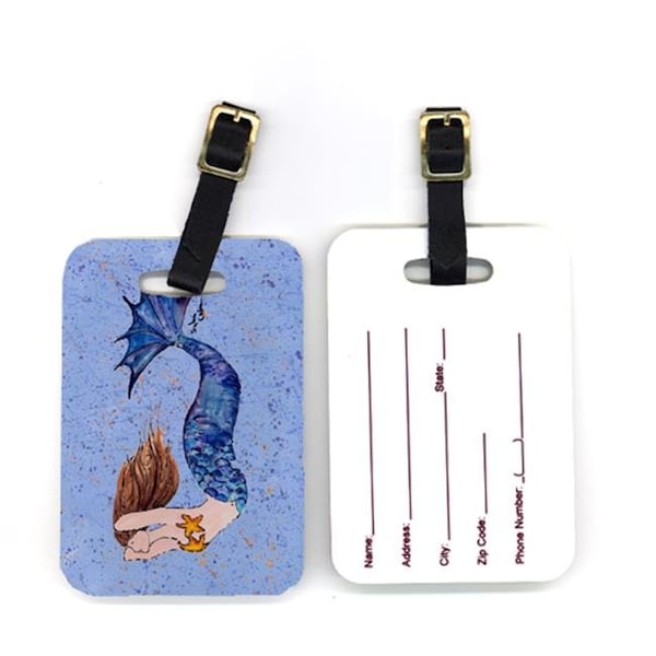 Carolines Treasures Carolines Treasures 8337BT 4 x 2.75 in. Pair of Mermaid Luggage Tag 8337BT - main